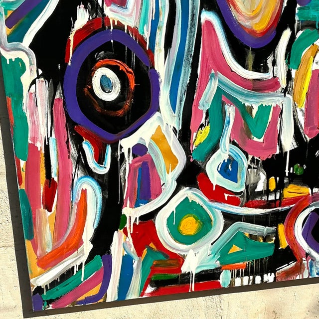 Early 21st Century Vintage Boho Monumental Abstract Oil on Canvas For Sale - Image 5 of 8