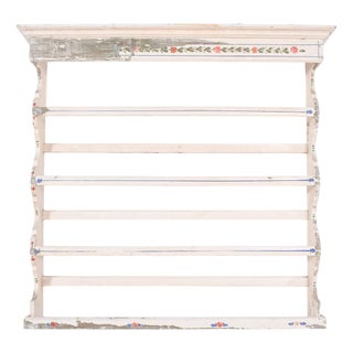 Vintage Traditional Portuguese Painted Wooden Plate Rack, 1950 For Sale