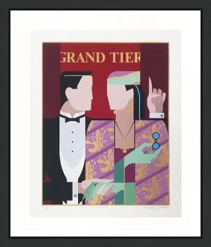 1980s Grand Tier Art Deco Revival Figurative Print by Giancarlo Impiglia