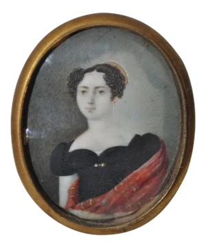 Miniature Portrait of a Young Woman in a Black Dress C.1850s