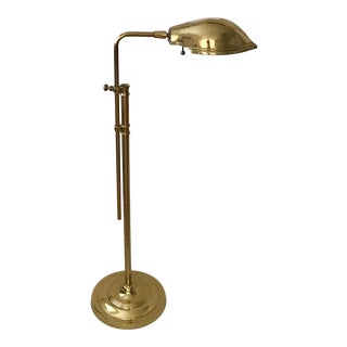 Vintage Heavy Gauge Brass Pharmacy Lamp in the Style of George Kovacs Shell Shade For Sale
