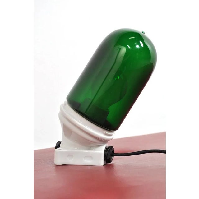 Green Vintage Porcelain Wall Light in Green, 1960s For Sale - Image 8 of 8
