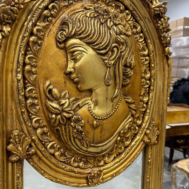 French Baroque Style Gold Woman Floor Mirror For Sale In Miami - Image 6 of 8