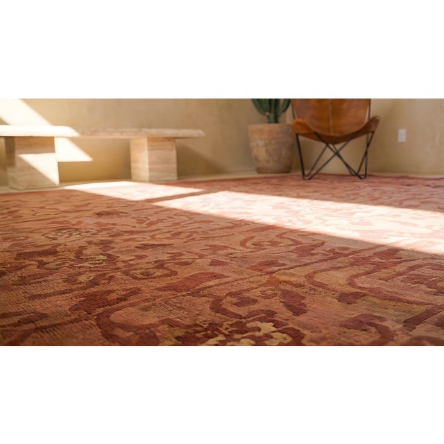 Textile 1930s Purple Mauve Foliate Handknotted Wool Carpet Antique Chinese Peking Rug 13' X 16'6" For Sale - Image 7 of 9