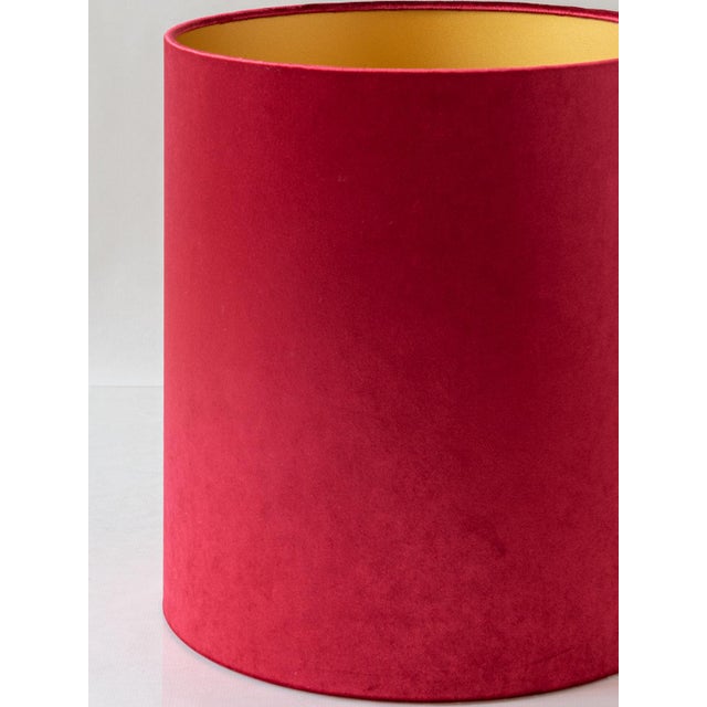 Boch Frères Large Delft Blue Table Lamps, New Red Velvet Shades, Set of 2 For Sale - Image 4 of 13