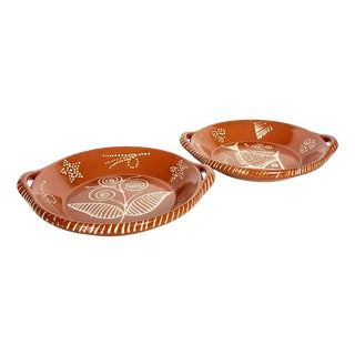 20th Century, Glazed Pottery Dishes, France, Set of 2 For Sale