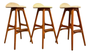 Trio of Model Od-61 Bar Stools by Erik Buch for o.d. Mobler, Denmark, C. 1960's