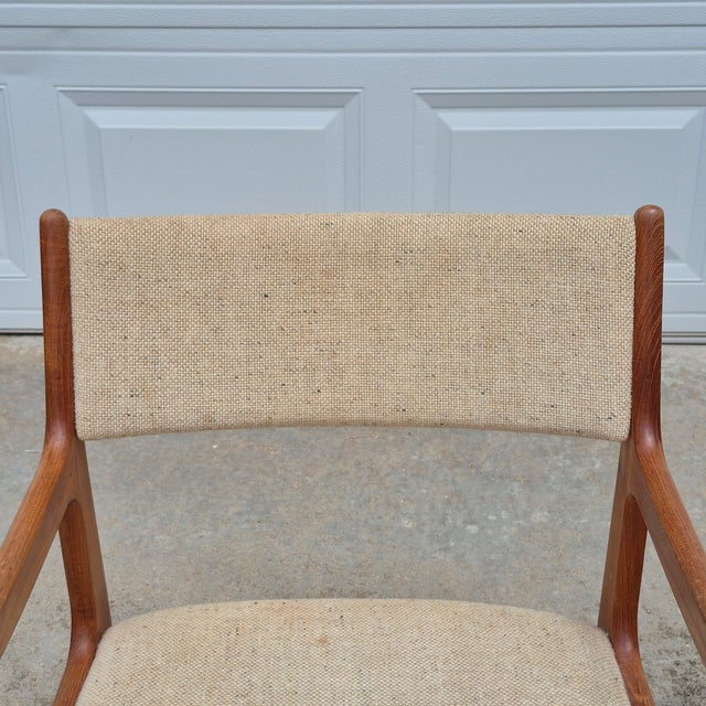 Mid-Century Modern 1970s D-Scan Danish Modern Style Teak Arm Chairs Oatmeal Upholstery, a Pair For Sale - Image 3 of 14