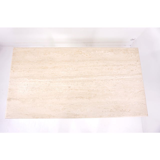Mid-Century Modern Metal and Travertine Table, 1980s For Sale - Image 3 of 7