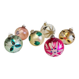 Antique German Hand-Painted Holiday Ornaments, Set of 6 For Sale