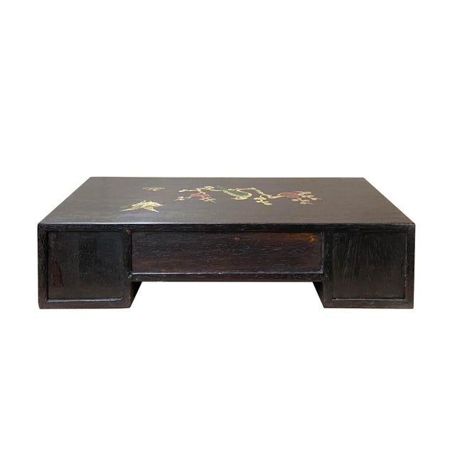 2020s Flower Bird Inlay Brown Wood Rectangular Table Top Stand Display Easel For Sale - Image 5 of 7