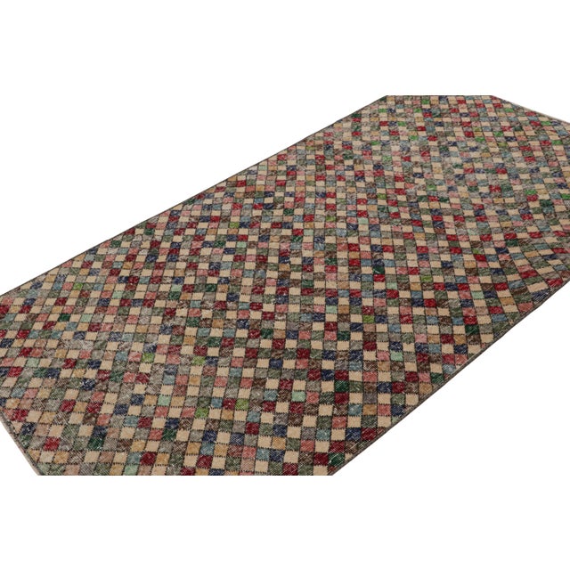 This vintage 4x7 Art Deco runner rug, hand-knotted in wool, circa 1960-1970, is a new addition to Rug & Kilim Collection....