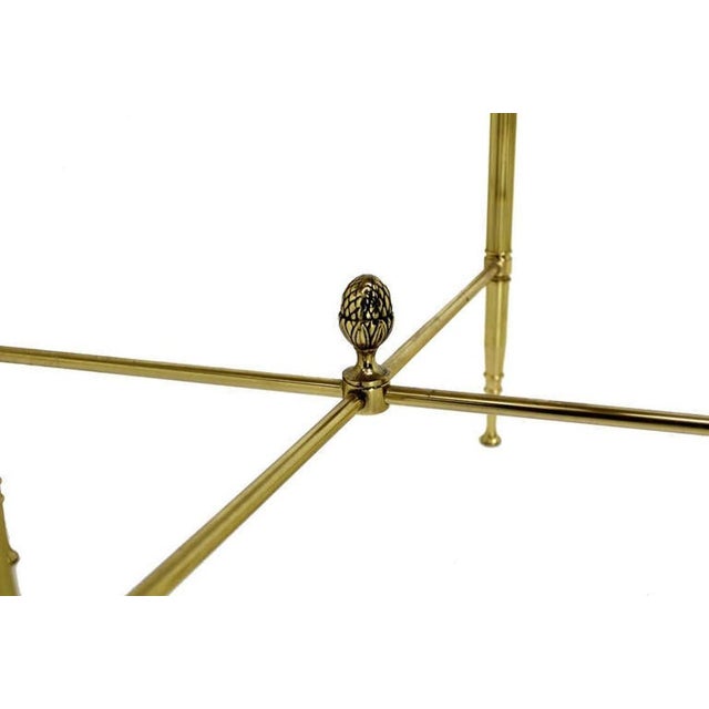 Mid-Century Modern Solid Brass Smoked Glass Set of Three Nesting Stacking Side Occasional Tables For Sale - Image 3 of 7