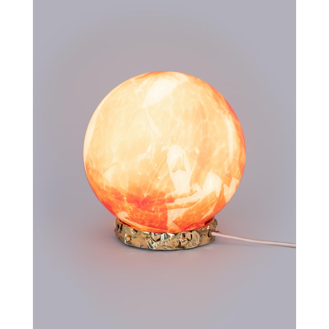 Stories of Italy Red Nougat Crown Globe Lamp with Cast Brass Base For Sale - Image 4 of 4