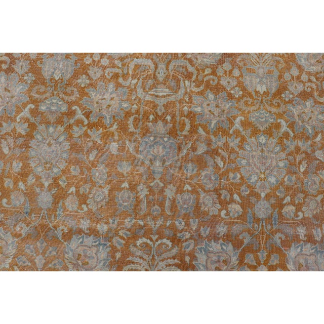 Textile Antique Indian Amritsar Rug in Light Orange/Saffron, Pink, Light Blue & Green 9'10 X 13'3 For Sale - Image 7 of 17