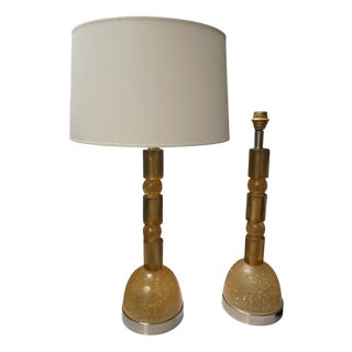 Vintage Crushed Ice Resin Lamps by Marie-Claude De Fouquières, 1970s, Set of 2 For Sale