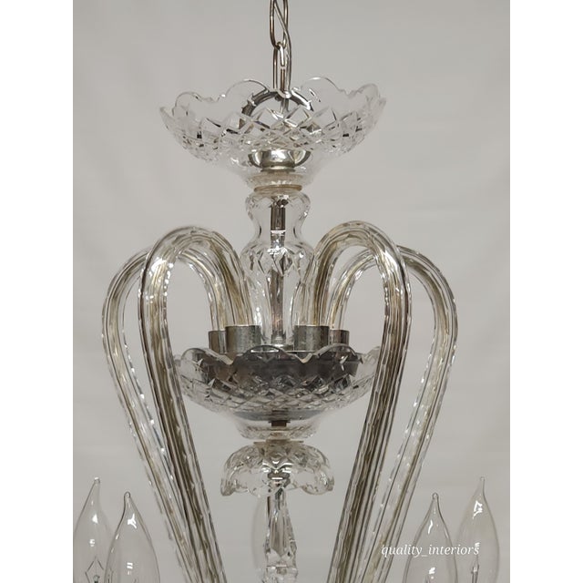 Transparent Vintage Waterford Fleur De Lis S Curved Cut Crystal 5 Arm 5 Light Chandelier For Sale - Image 8 of 12