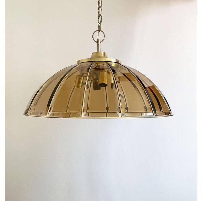 Italian Vintage Amber Crystal Pendant Light, 1980 For Sale - Image 6 of 17