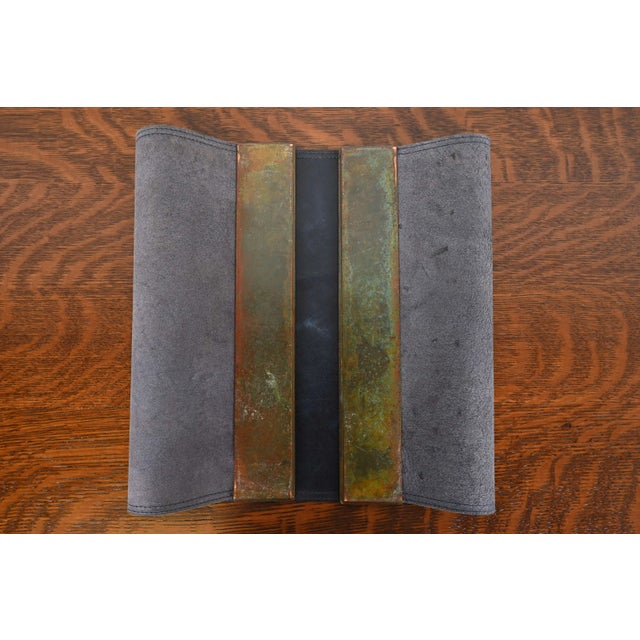 Bronze Tiffany Studios New York Zodiac Bronze Blotter Ends With Leather Desk Blotter For Sale - Image 8 of 11