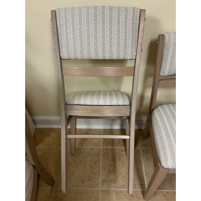1940s Custom Refinished Cerused Solid Oak Mid-Century Transitional Dining Chairs - Set of 6 For Sale - Image 4 of 13
