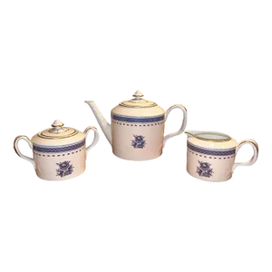 Late 20th Century Mottahedeh Indigo Tea Set- 3 Pieces