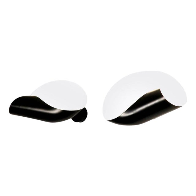 Mid-Century Modern Black Conche Wall Lamp Set by Serge Mouille, Set of 2 For Sale