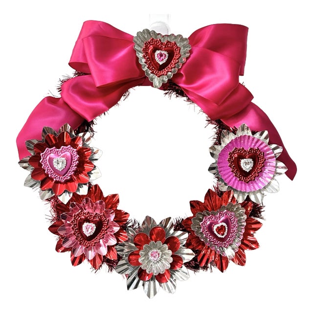 Valentines Wreath With Dresdens Artisan Made by Black Market Creative For Sale