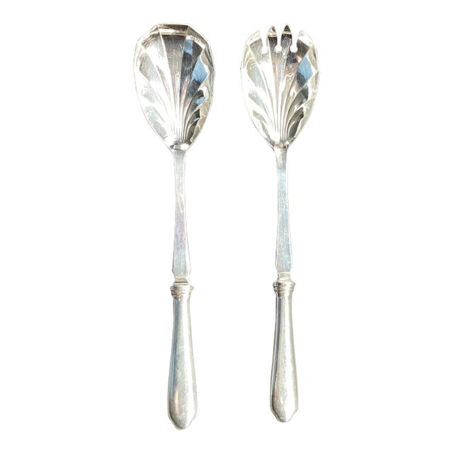 1960s Sterling Silver Salad Serving Set- 2 Pieces For Sale