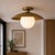 Not Yet Made - Made To Order Handcrafted Solid Brass Flush Mount Ceiling Light With Opal Glass Globe For Sale - Image 5 of 9