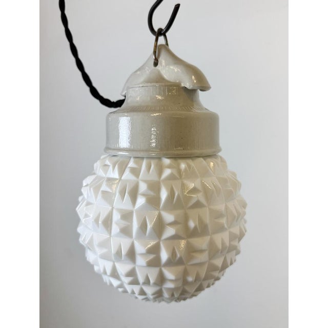Ceramic Vintage White Porcelain Pendant Light, 1970s For Sale - Image 7 of 16