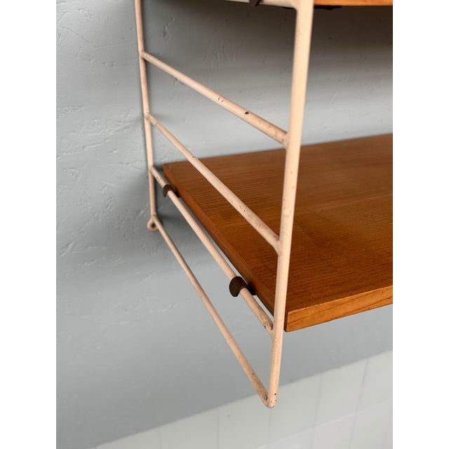 Vintage Scandinavian Wall Bookcase with Oak Shelves, 1960s For Sale - Image 6 of 12