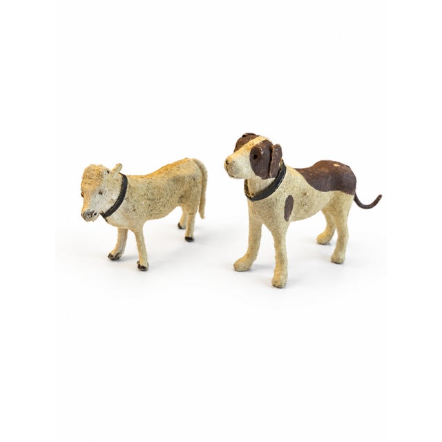 Victorian Great for Decor - Late 19th C. Antique German Hide-Covered Miniature Putz Farm Animals - Lot of 11 For Sale - Image 3 of 9