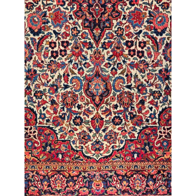 Early 20th Century Persian Kashan Area Rug, Handwoven Floral Design, Ivory & Blue, 4’ X 7’ For Sale - Image 10 of 11