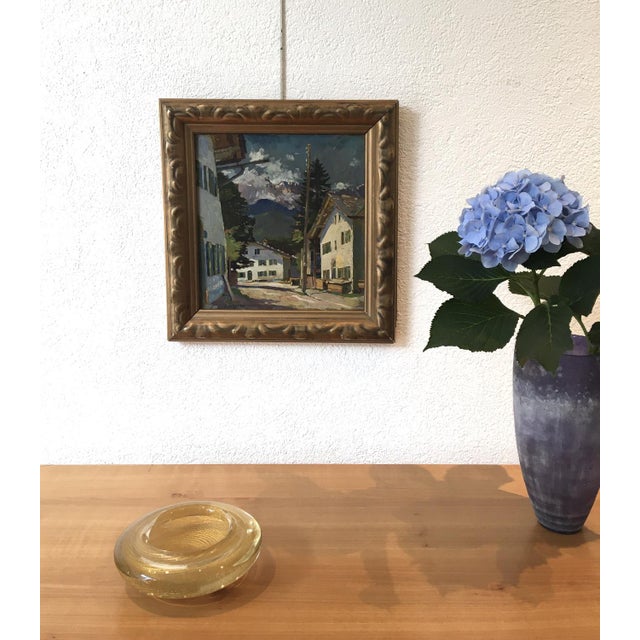 Modern W. Scherer, Village dans les Alpes, Oil on Cardboard, Framed For Sale - Image 3 of 10