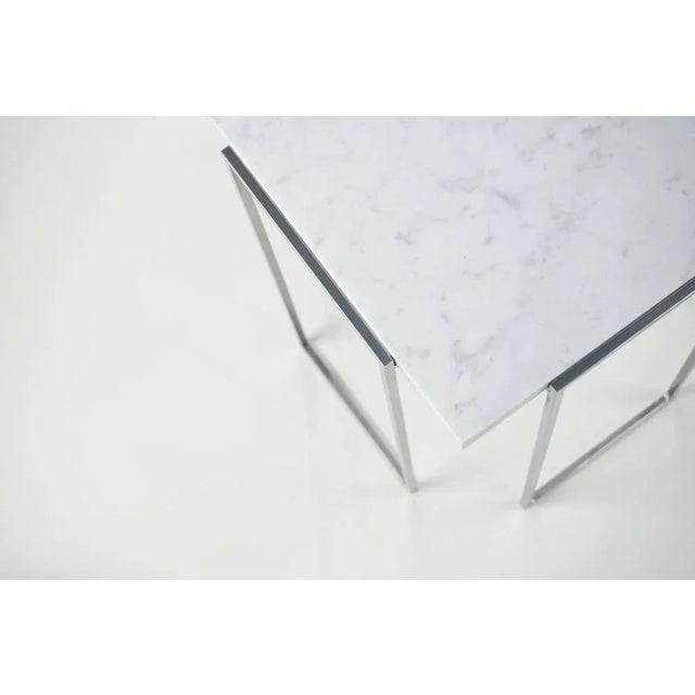 Carrara Marble Kaus Cromo Side Table by Nicola Di Froscia for DFdesignlab, in New conditions. Designed from 2000 Labeled...