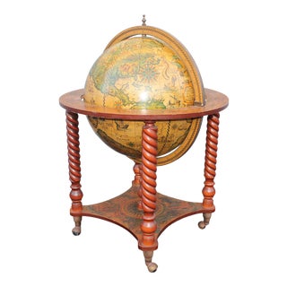 1970's Mid Century World Globe Dry Bar For Sale