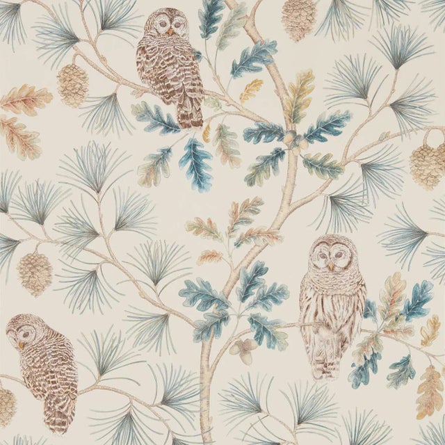 Sanderson Owlswick Wallpaper in Teal For Sale