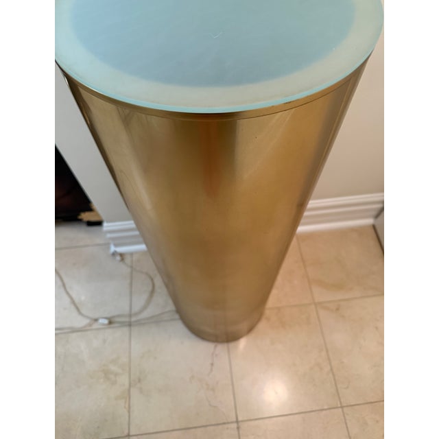 Gold Vintage 1980s Postmodern Gold Light Up Pedestal For Sale - Image 8 of 9