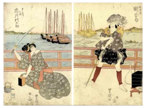 Utagawa Toyokuni, Oriental Scene, Original Woodcut Print, 1820s