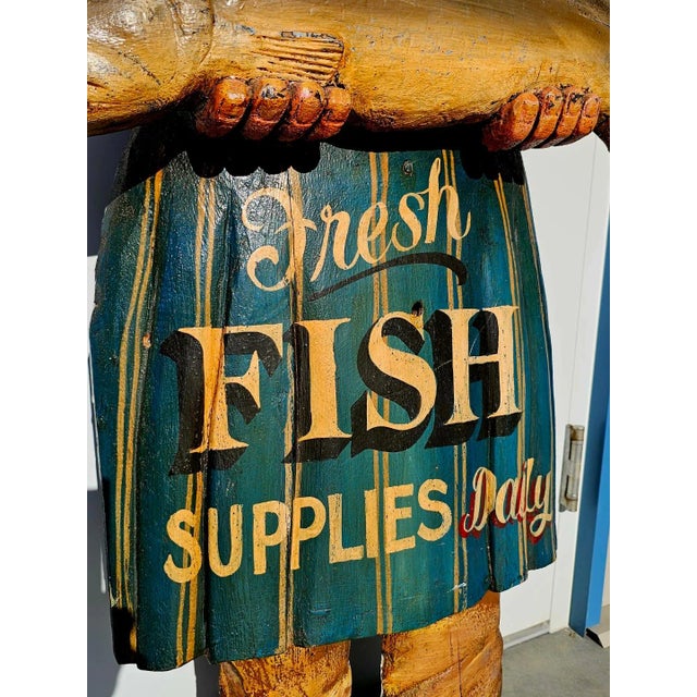Vintage Sizzler Fishmonger Wooden SIgn For Sale In Los Angeles - Image 6 of 11
