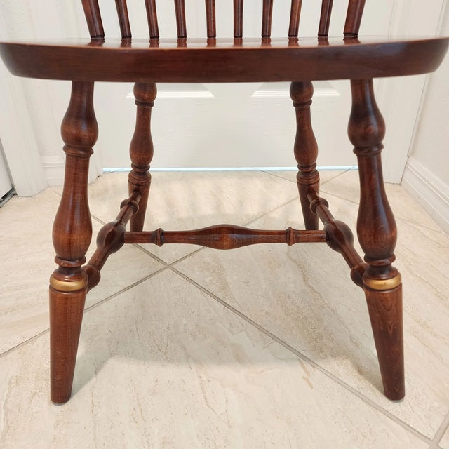Wood Vintage MCM Lambert Hitchcock Windsor Maple Gold Stenciled Fan Top Comb Back Chair For Sale - Image 7 of 9