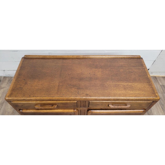 Art Deco Vintage Art Deco Oak Sideboard Buffet Server For Sale - Image 3 of 10
