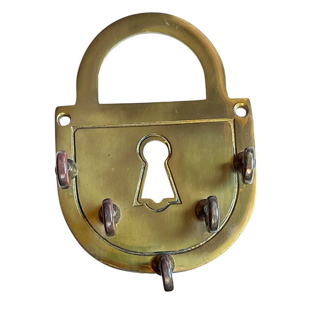 Vintage English Brass Padlock Shape Key Holder Lock Skeleton