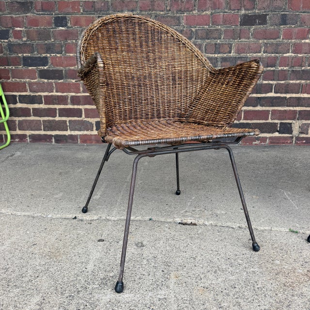 Mid 20th Century Pair of Salterini Vintage Wicker and Iron Mid Century Lounge Chairs For Sale - Image 5 of 12
