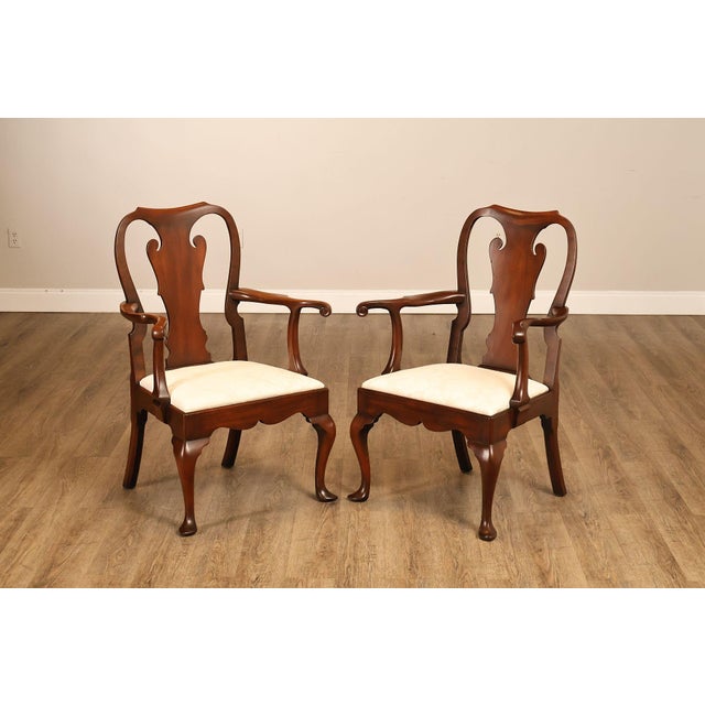 Queen Anne Kittinger Colonial Williamsburg Pair of Mahogany Armchairs CW 151 For Sale - Image 3 of 18