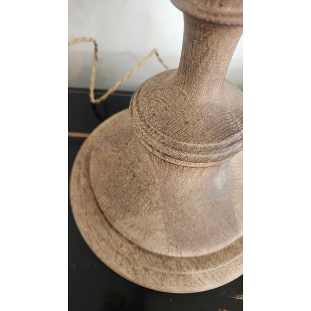 Vintage Natural Wood Urn Table Lamps, Turned Solid Oak / Ash Style - a Pair For Sale - Image 10 of 18