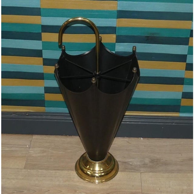 Vintage Umbrella Stand in Metal and Brass, 1960s For Sale - Image 6 of 6