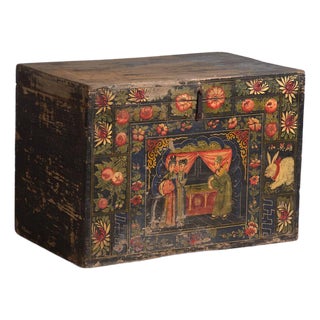 Antique Chinese Painted Trunk For Sale