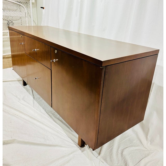 Mid-Century Modern Mid-Century Modern Walnut Credenza / Sideboard With Chrome Hardware For Sale - Image 3 of 5