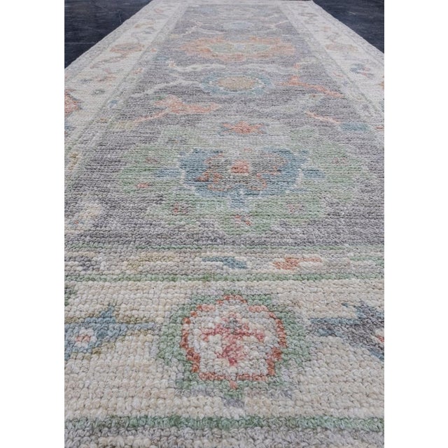 Textile Turkish Oushak Rug 2'8" x 6'6" For Sale - Image 7 of 8